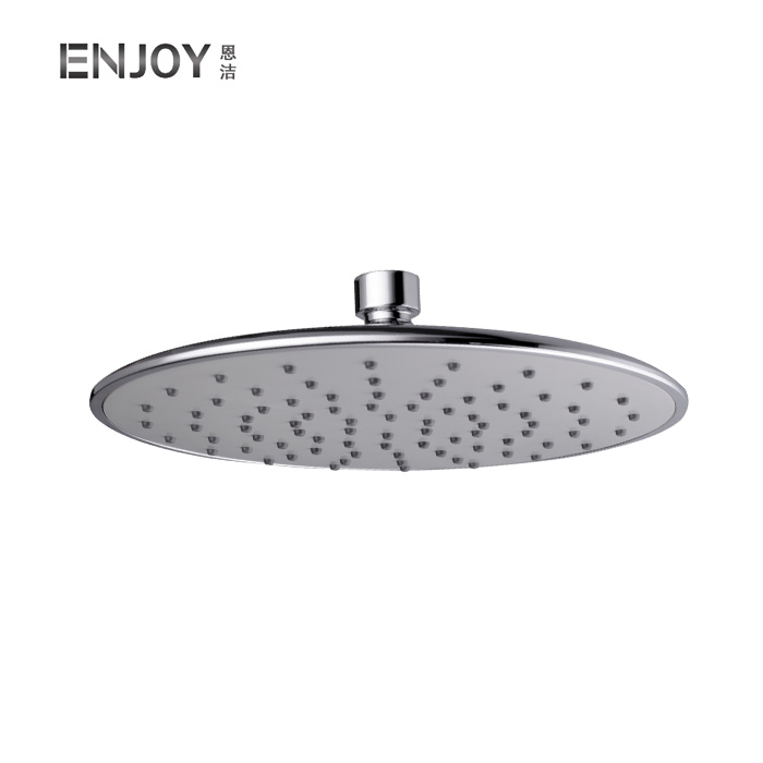 Modern Round 8-in High Pressure Rainfall Shower Head for Bathroom-Chrome finish with White faceplate
