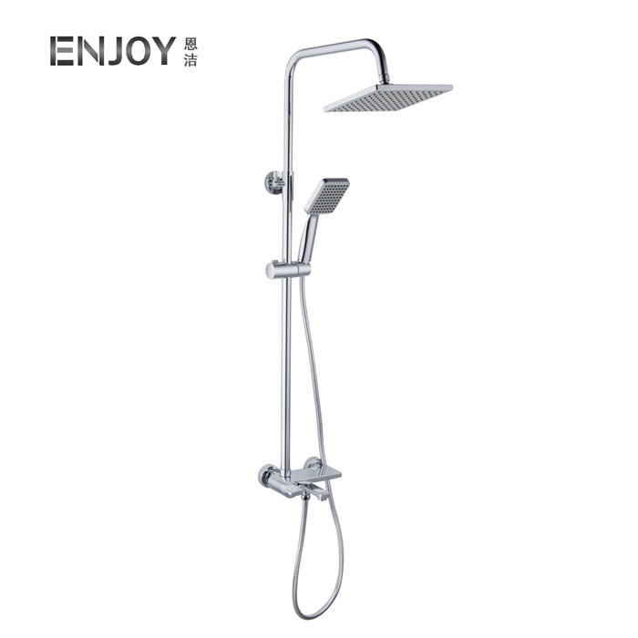 Bathroom Thermostatic Rain Mixer Shower Combo Set Wall Mounted Height Adjustable Rainfall Shower Head System 